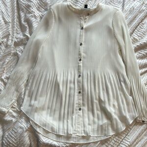 Alfani Cream Button Down Pleated Shirt